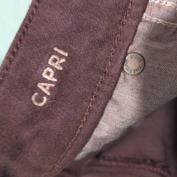 American Eagle High Rise Burgundy Capris Sz 14 Berry Maroon Cropped Capri - Picture 6 of 7